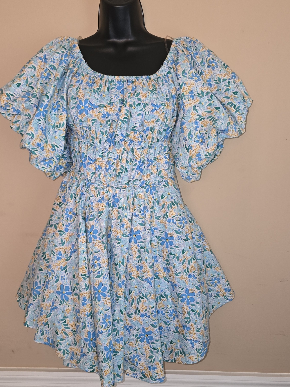 Altar'd State Blue Floral Midi Dress Western Cowgirl Dress Up Or Dress Down